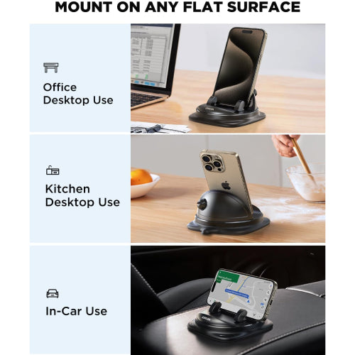 FlexMount™ Universal Car Phone Holder with 360° Rotation and Silicone Grip