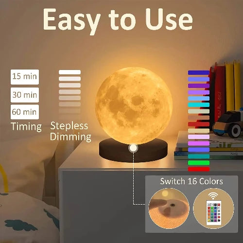 SpinGlow™ 360° Rotation Moon Night Light